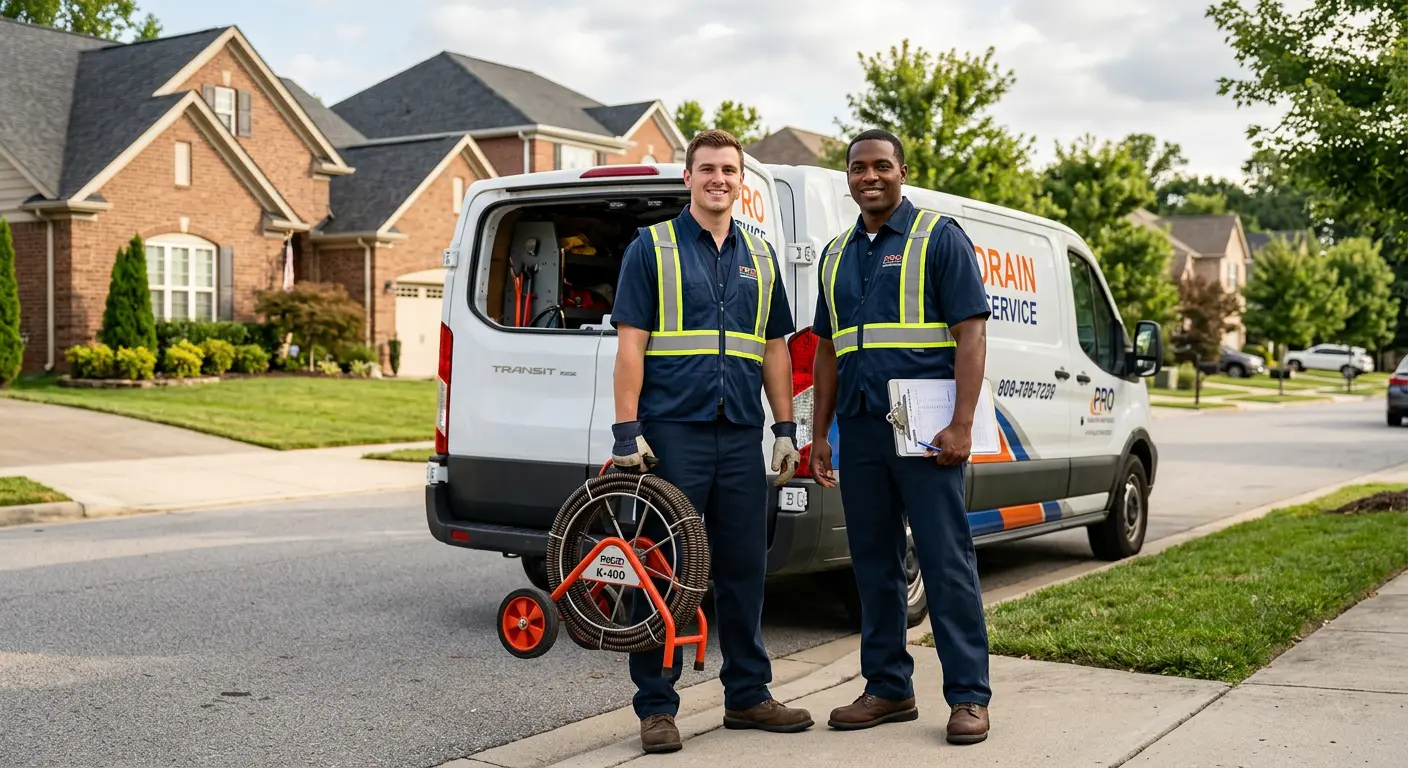 Sewer and drain service team with equipment ready for work in Boiling Spring Lakes